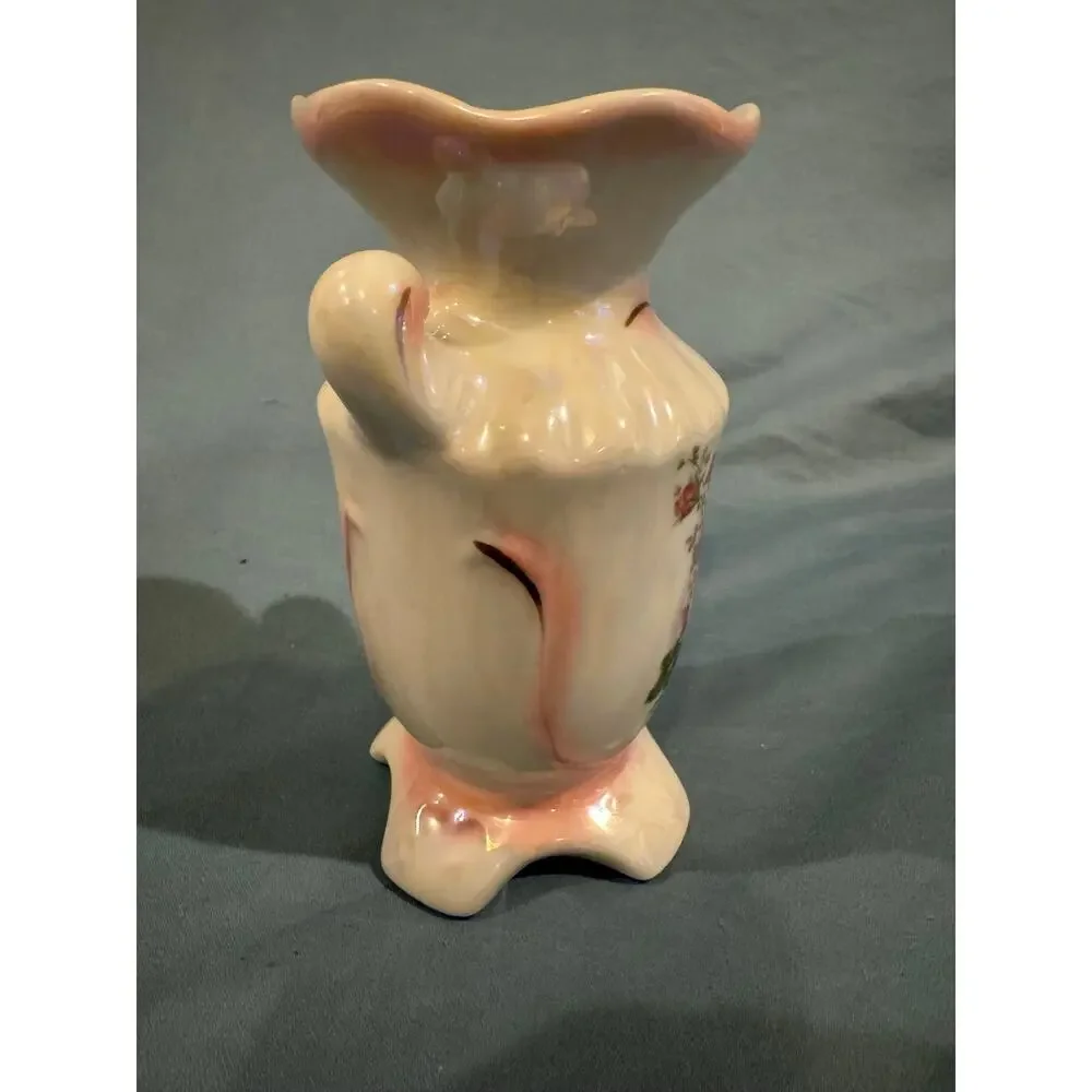 Vintage iridescent, porcelain floral vase
